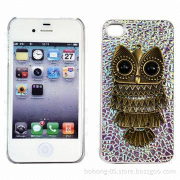 Hard Case for iPhone 5S, PC Paste PVC and Leather Owl Stickers, Various Colors are Available